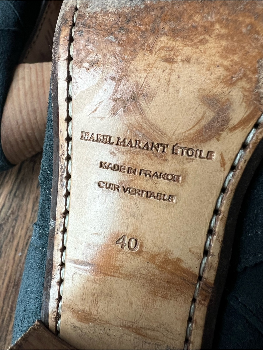 Isabel Marant Etoile Dicker Suede Leather Boots 10 Dark Green Western Round Toe - Picture 6 of 10